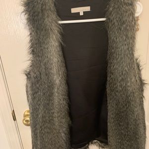 grey fur vest